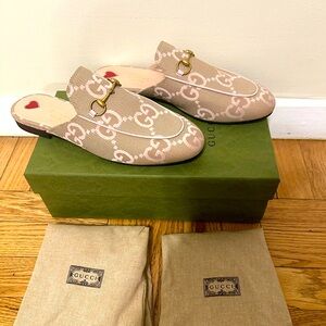 NIB 100% Authentic Princeton Mule - sz 40 - neutral/perfect pink macro GG canvas